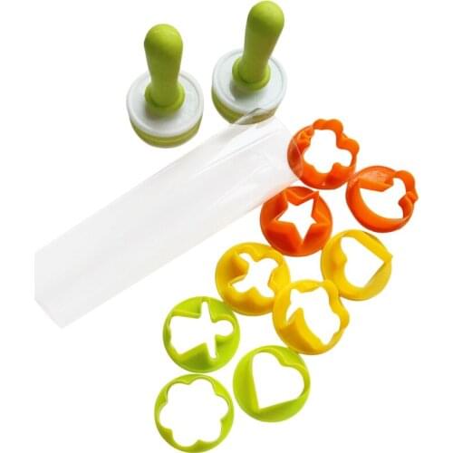 Fondant Roller Pin Hearts And Stars Embosser Becorating Cake Paste Rolling Pins With Nine Cookie Cutters Stored Inside H119