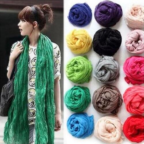 Fashion New Korean Version Fall Winter Women Scarves Cotton Fold Design Widened Lengthened Wild 24 Colors scarf Good Quality