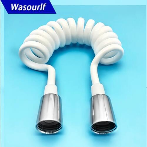 WASOURLF Bidet Sprayer Hose Flexible Shower Hose 1/2 Plastic White Stretchable to 1m Toilet Bathroom Water Hose