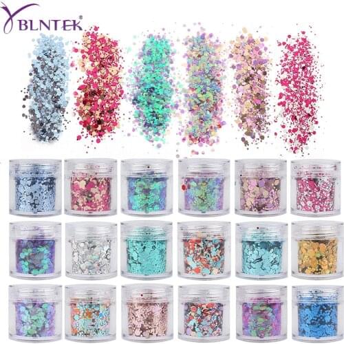 YBLNTEK 4/5 Boxes Nail Glitter Holographic Chunky Glitters Nail Art Decorations 3D Cosmetic Sequins for Body Face Hair Makeup
