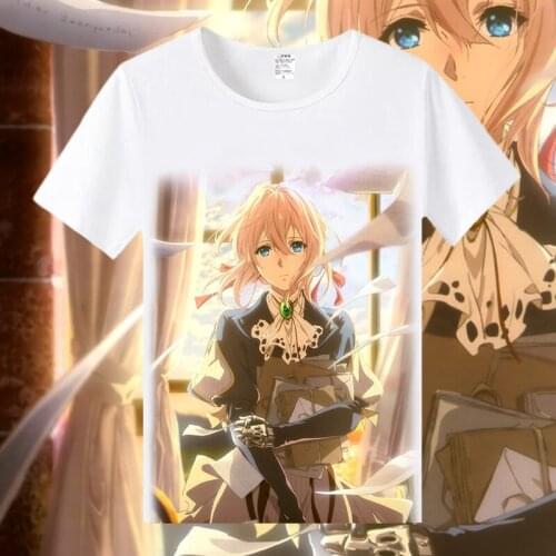 Anime Violet Evergarden T Shirt Women/Men Violet Evergarden Printed Summer T-Shirt Cartoon Graphic Top Tee tshirt Costume