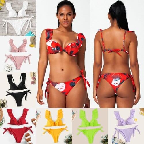 Womens swimsuits bathing suits for women bikini 2021 new knot split sexy Ruffle bikini swimming suit women