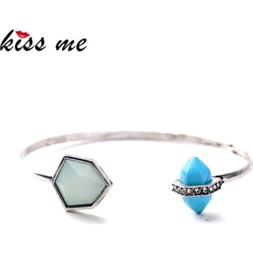 Kissme Geometric Acrylic Synthetic Stone Cuff Bangles For Women Gifts Delicate Crystal Bracelets New Fashion Jewelry Wholesale