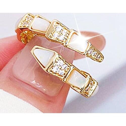 Natural Shell Serpentine Design RIng Luxury For Women Popular Exquisite Shine Rings Adjustable Rings For Finger Lady Jewelry
