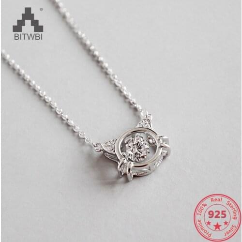 2019 Fashion Chic 925 Sterling Silver CZ Zircon Cute Sweet Crystal Kitty Pendant Necklace Jewelry For Woman Girls Lovely Gift
