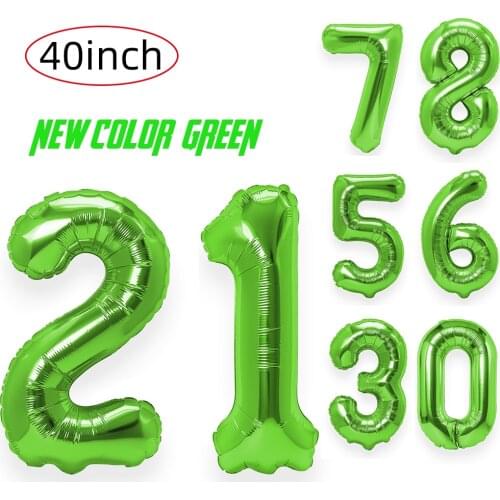 40 inch Lime Green Numbers Helium Foil Balloons 0-9 Birthday Party Decorations Figures Mylar Big Balloon Birthday Home Decor