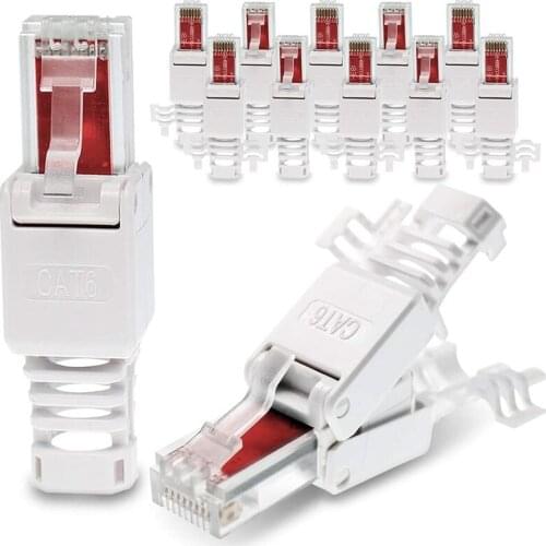 12 Pcs Network Plugs Tool-Free RJ45 CAT6 LAN UTP Cable Plug Without Tools CAT5 CAT7 Installation Cable Patch Cable