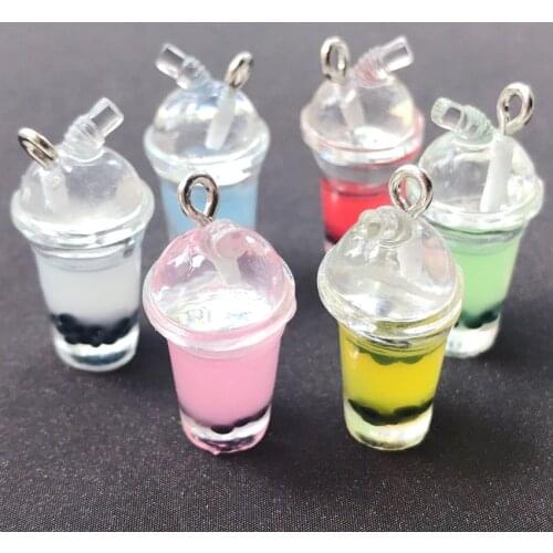 14pcs 25mm*11mm Multicolor 3D stereoscopic Resin Coffee Cup Drink For Necklace Keychain Pendant DIY Making Accessories