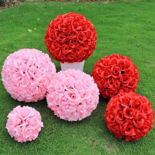 16 " 40 CM Milk White Artificial Encryption Rose Silk Flower Kissing Balls Hanging Ball For Wedding Party Centerpieces