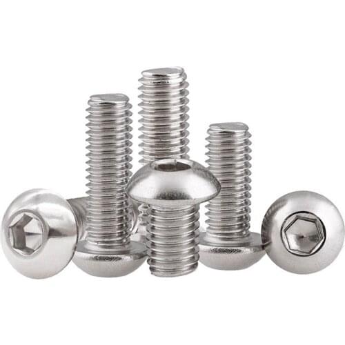 30pcs 10#-32 304 stainless steel Allen round head screws hex socket pan header screw mechanical bolts fasten bolt DIN7380