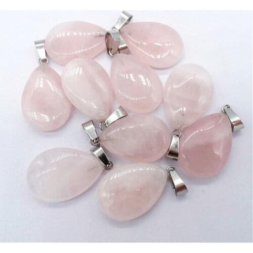 50Pcs 24x16x5mm Wholesale Natural Rose Quartz Teardrop Pendant Bead DIY Earrings Handmade Jewelry Accessories S733