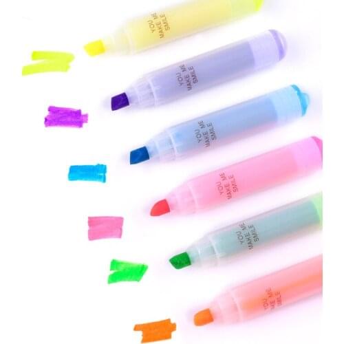 6PCS/Set Rabbit Mini Highlighter Pen Marker Pens Kawaii Stationery Material Escolar Papelaria Writing School Supplies