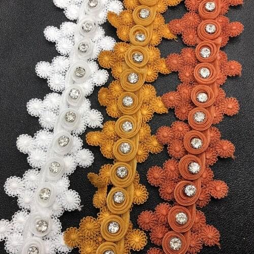 5cm flower Rhinestone Beaded lace trim clothing decorative accessories sew on lace trimming motif patches for clothing