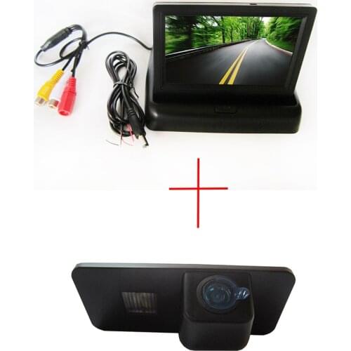 Color Car Rear View Camera for VW Phaeton Scriocco Golf 4 5 6 MK4 MK5 EOS Lupo Beetle,with 4.3 Inch foldable LCD Monitor