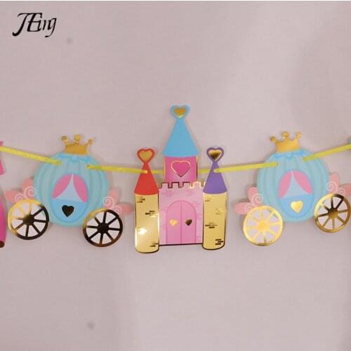 1set Colorful Paper Pennant Flag Banner Garland Princess Castle paper flag Wedding/Baby Birthday/Christmas Party Decoration