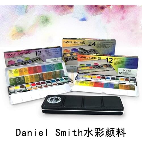 DANIEL SMITH Hand Poured Watercolor,Tin Box Travel Case,Extra Fine Watercolor,Color Fidelity,Suitable for Student Adult Painting