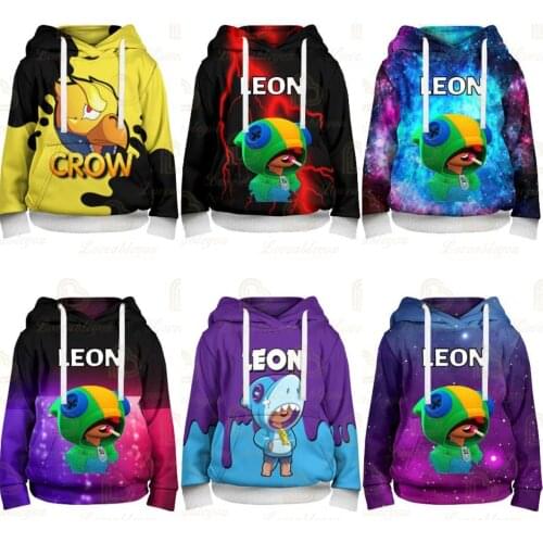 Leon and Star Childrens Kids Shooting Game 3d Hoodie Sweatshirt Boys Girls Harajuku Long Sleeve Jacket Coat Teen Clothes