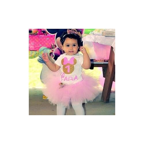 Custom cute Mouse princess first birthday infant bodysuit onepiece Tutu Dress romper Outfit Set baby shower party favors