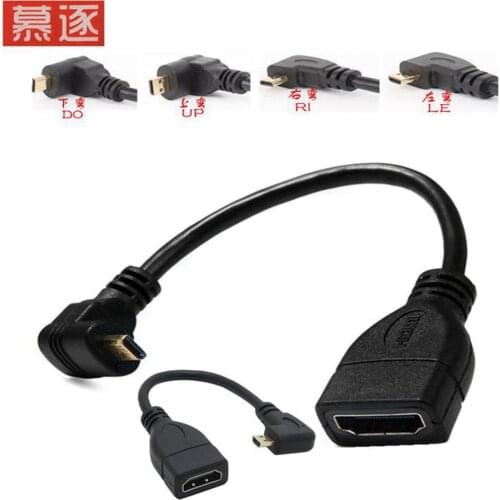 Micro HDMI-compatible Male to HDMI Female Adapter Cable Left Angle 90 Degree HDMI Converter Code for PC HDTV Projector