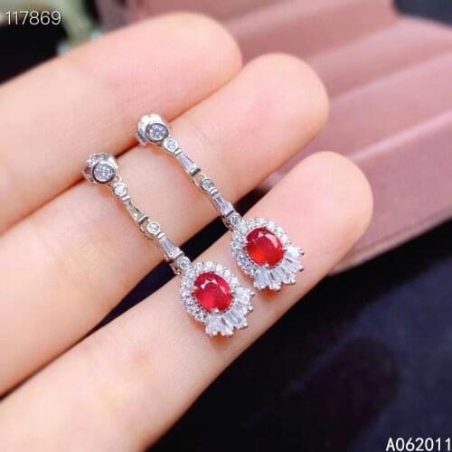KJJEAXCMY fine jewelry natural ruby 925 sterling silver classic girl earrings new Ear Studs support test hot selling