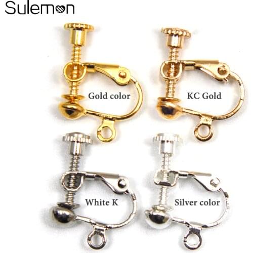 20pcs/Lot 13mm Round Head Screw Ear Clip DIY Handmade Clip On Earrings Parts No Pierced Ear Clips Jewelry Findings JF51