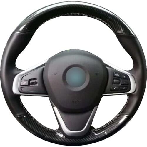 Carbon Fiber Leather Black Leather Car Steering Wheel Cover for BMW 220i 218i 225xe