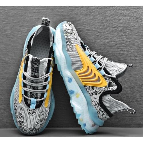 Hemmyi Mens Trend Sports Breathable Mesh Lace-up Shoes Casual Outdoor Jogging Shock Absorption Casual Mens Shoes