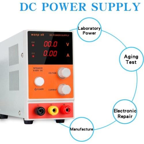 Laboratory switching DC power supply NPS605D, mini adjustable digital 0-60V/0-5A voltage regulator bench power supply