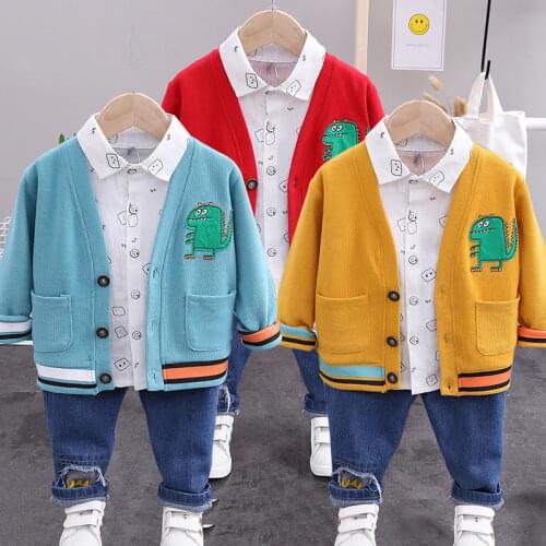 3Pcs/set Childrens Clothing Baby Boy Clothes White Shirt Jeans Set Children Outwear Kids Designer Clothes Conjuntos De Menino