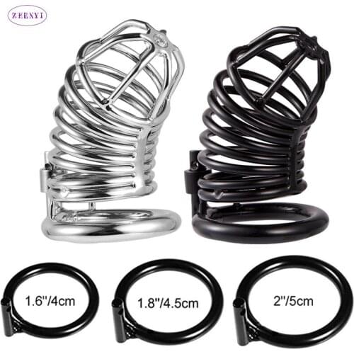 304 Stainless Steel Male Cock Rings Penis Chastity Cage Lock Metal BDSM Bondage Device Sex Toys for Men Adults Intimate Sex Toys