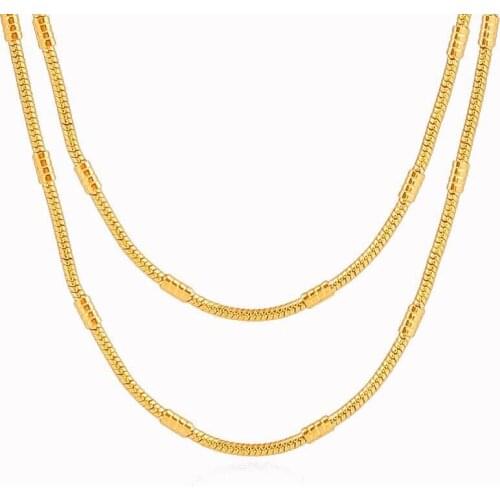 MxGxFam ( 50 cm x 2mm) Fashion 20 inches Snake Chain Necklace For Men Women Pure Gold Color for Good Quaity