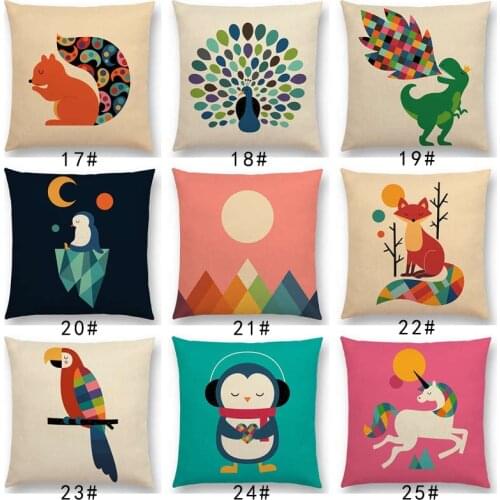 New Arrival Cute Unicorn Cartoon Animals Cushion Cover Penguin Giraffe Whale Deer Bunny Parrot Bee Dolphin Sofa Throw Pillow