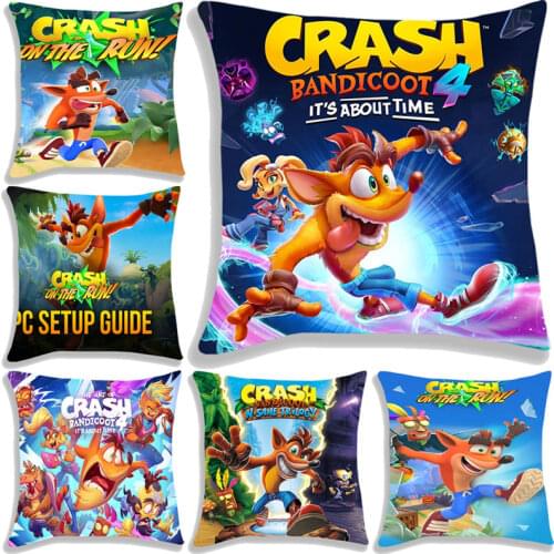 New Crash Bandicoot 4 Pillow Case Cute Cartoon Pillowcase Kids Toys Cushion Cover Pillow Sofa Home Decor Pillow Cover for Child