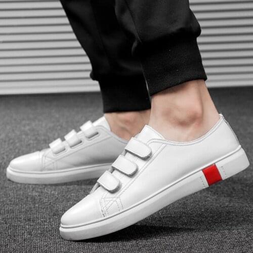 New Arrival Men White And Black Flat Shoes Velcro Comfortable Sneaker for male Top Quality Mens Casual Shoes Fashion Shoes