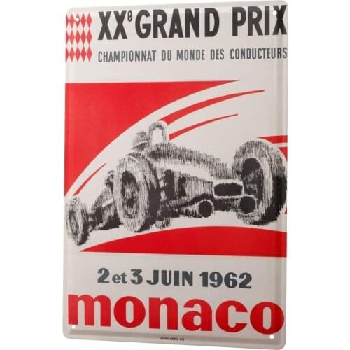 SINCE 2004 Tin Sign Metal Plate Decorative Sign Home Decor Plaques Vintage Car Monaco Grand Prix 1962