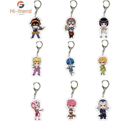 Wholesale JoJos Bizarre Adventure Keychain Man Key Chain for Womens Key Ring Chain Pants Kid Acrylic Pendant Key Holder Jewelry