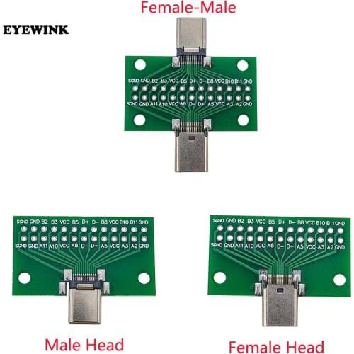 USB 3.1 Connector Type-C Adapter Plate PCB Board Female Male Head Convertor 2*13P to 2.54MM Transfer Test Board USB 3.1 Module