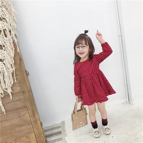 Toddler Girls Dress Spring Autumn Dot Print Long Sleeve Princess Dress Kids Clothing Cotton Fashion Baby Girls Clothes Dresses