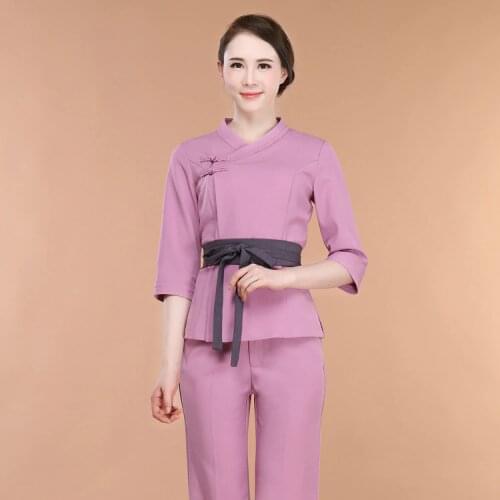 Beautician work Uniform feet work Clothing foot bath technicians health care Wear Autumn Winter Spa Beauty Salon work clothes