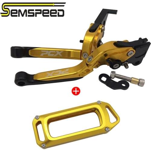 SEMSPEED Parking Brake Levers Key Covers 2PCS For HONDA PCX 150 125 Folding Extendable Clutch Automatic Lock Lever Key Case Cap