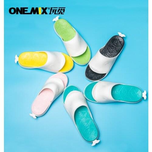 ONEMIX Summer Slippers Flip Flops for Women Beach Shoe Men Slippers Black White Non-slip Bathroom Slides Indoor Lover Slippers