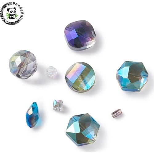 Pandahall 110pcs/Set Electroplate Glass Beads for DIY Jewelry Necklace Bracelet Making Accessories Mixed Shapes Mixed Color