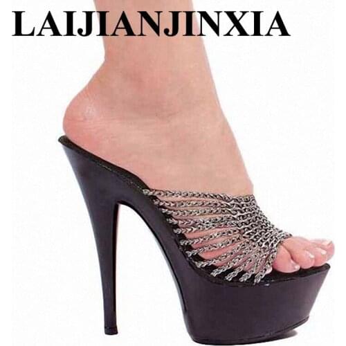 LAIJIANJINXIA Nightclub 15cm High-Heels Platform Wedding Party Dancing Shoes Pole Dancing Shoes Sandals Women Dance Shoes