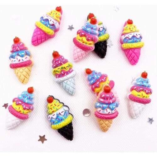 New 12pcs Resin Love Mini Cherry Ice Cream Cabochon Flatback Stone Figurines Scrapbook DIY Craft Home Decor Accessories OH03