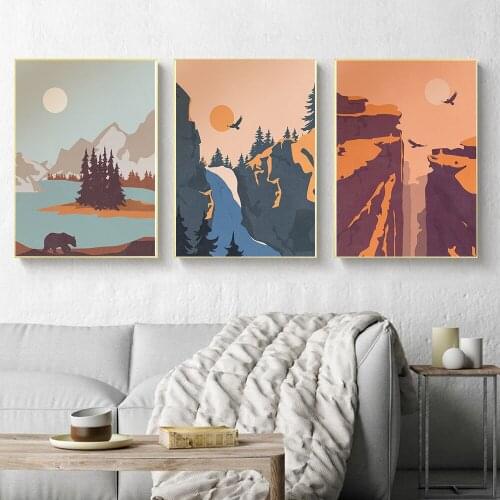 National Park Print Vintage Art Canvas Painting Travel Retro Posters Landscape Mountain Posters Wall Art Picture Home Decoration