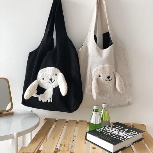 Japanese Cute Cartoon Three-Dimensional Canvas Bag for Women Fresh Versatile Large Capacity Student Shopping Bag