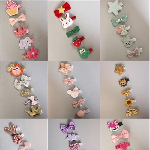 5PCS childrens hair accessories group Girl little bow clip Princess cute bangs clip childrens hair clip set