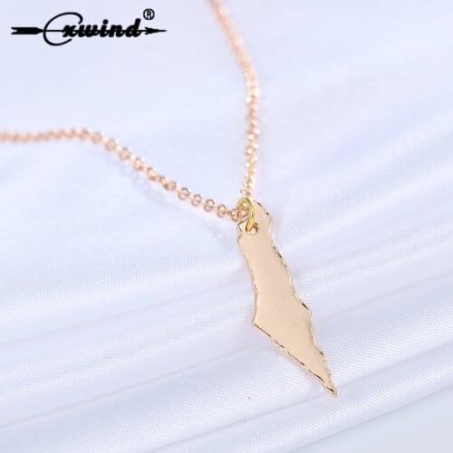 Cxwind Fashion Israel Map Necklace Jewish Judaica Charm Neck Necklaces Country Hanukkah Mitzvah Necklace Women Jewelry Gifts