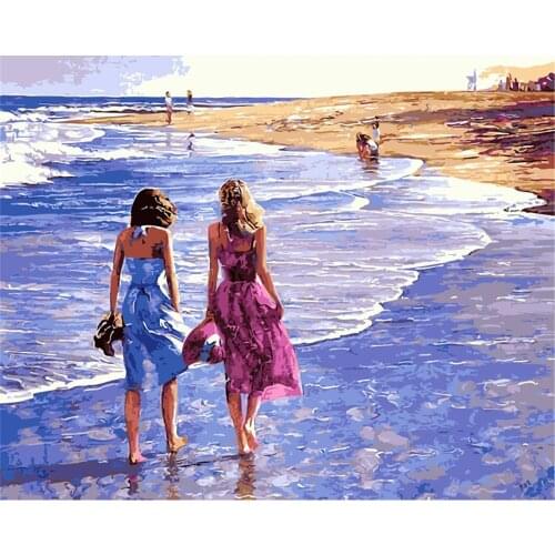 Woman Sea Pre-Printed 11CT Cross Stitch Embroidery Complete Kit DMC Threads Handiwork Needlework Handmade Hobby Counted