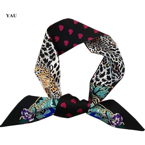 Leopard Parrot Heart Spring Skinny Scarf Women Luxury Brand Bag Scarves 2020 New Design Summer Neckerchief Silk Scarf For Ladies